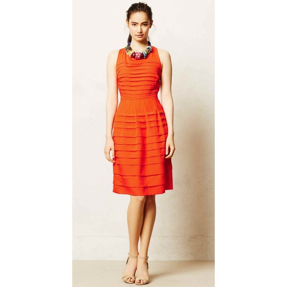 Easy Franco Anthropologie Orange Sheath Above the Knee Dress Size 10 Made in USA